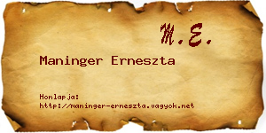 Maninger Erneszta névjegykártya